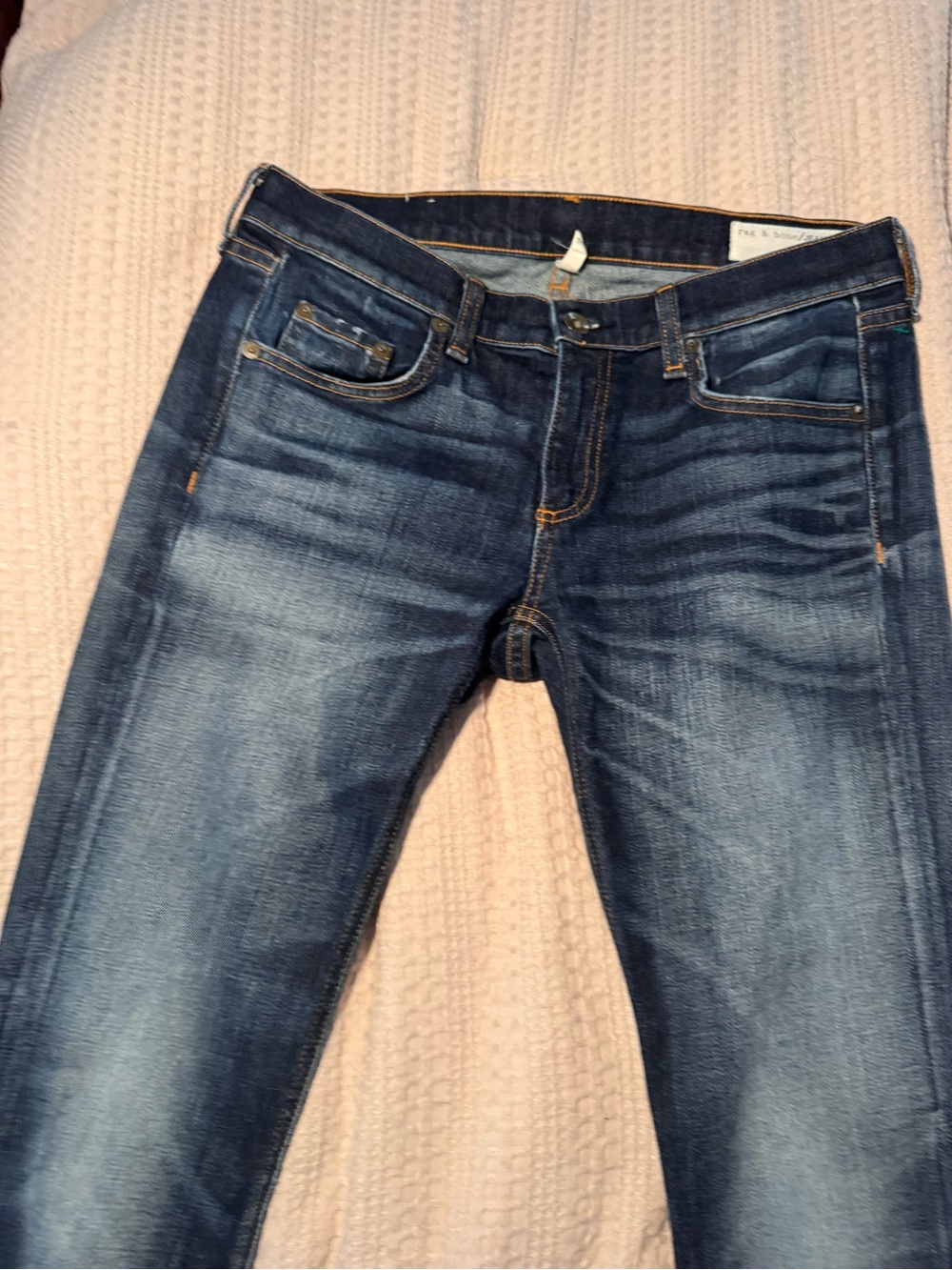 rag & bone Women's Slim Straight Jeans in Dark Blue Wash